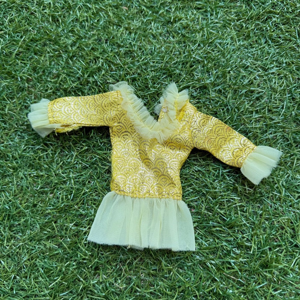 Vintage 1969 Mod‎ Shillman Barbie Clone Dress Yellow Gold Lame Brooklyn NY